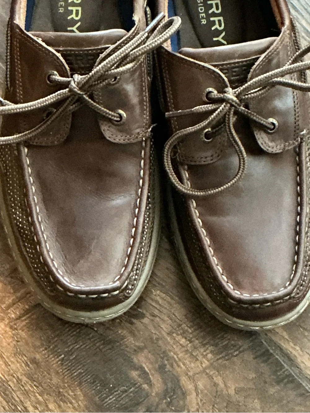Sperry Top-Slider Brown Leather Boat Shoes Men’s size 9